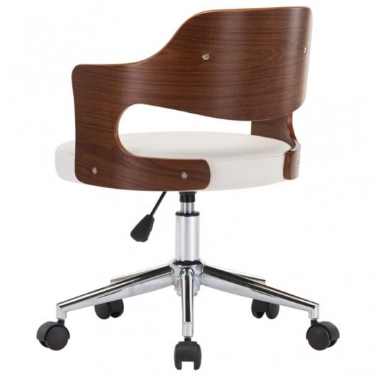 VidaXL Sedia da ufficio girevole Legno curvato/Pelle sintetica bianca