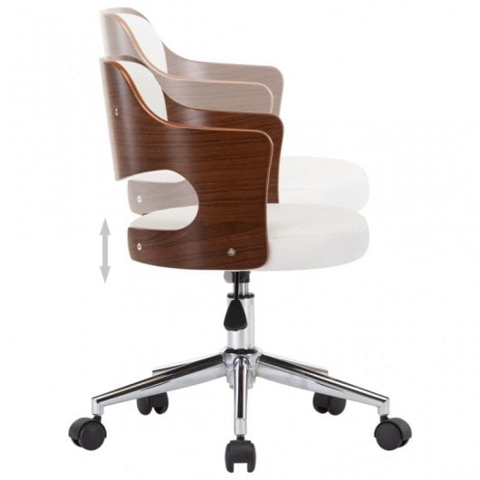 VidaXL Sedia da ufficio girevole Legno curvato/Pelle sintetica bianca