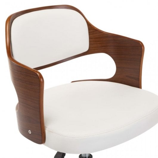 VidaXL Sedia da ufficio girevole Legno curvato/Pelle sintetica bianca