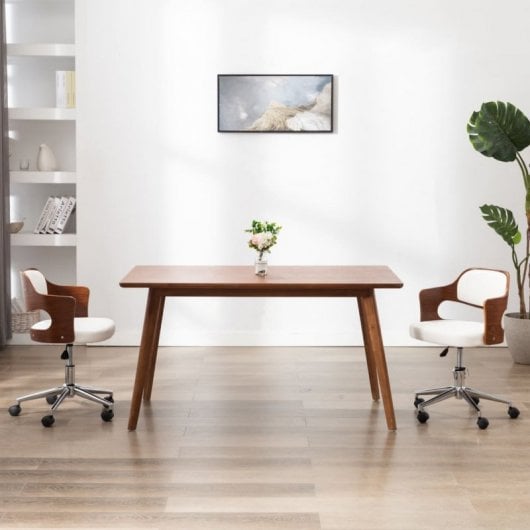 VidaXL Sedia da ufficio girevole Legno curvato/Pelle sintetica bianca