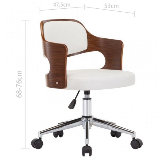 VidaXL Sedia da ufficio girevole Legno curvato/Pelle sintetica bianca