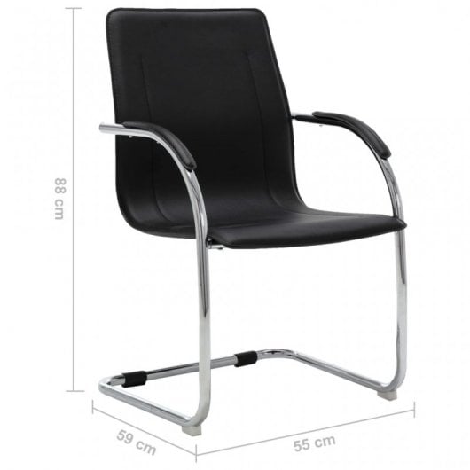 vidaXL Cantilever Cadeira de Escritório em Couro Sintético Preto