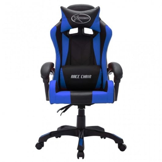 Sedia da gaming VidaXL RGB in pelle sintetica blu/nera