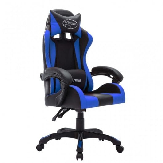 Sedia da gaming VidaXL RGB in pelle sintetica blu/nera