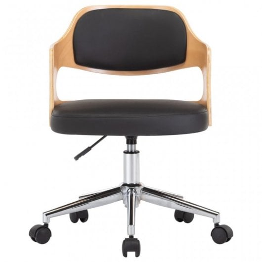 VidaXL Chaise de Bureau Pivotante Bois/Cuir Synthétique Noir