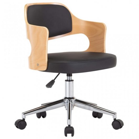 VidaXL Chaise de Bureau Pivotante Bois/Cuir Synthétique Noir