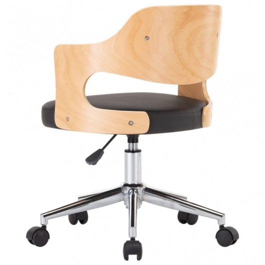 VidaXL Chaise de Bureau Pivotante Bois/Cuir Synthétique Noir