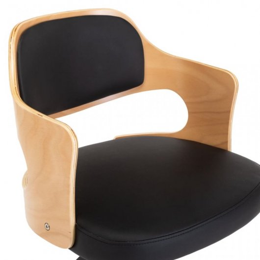 VidaXL Chaise de Bureau Pivotante Bois/Cuir Synthétique Noir