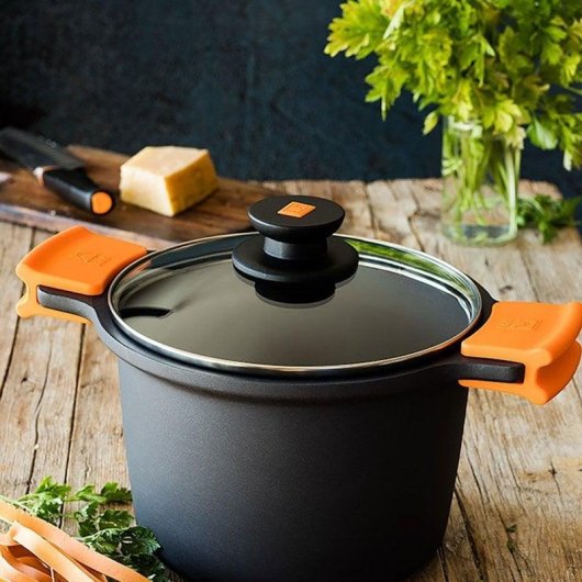 Casserole Haute BRA Efficient Aluminium Fondu 20cm avec Couvercle