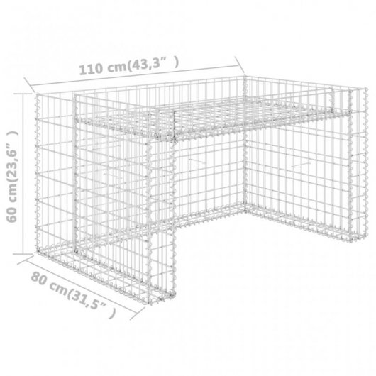 Vidaxl Cobertizo de Cortacésped con Arriate Alambre Acero 110x80x60 Cm