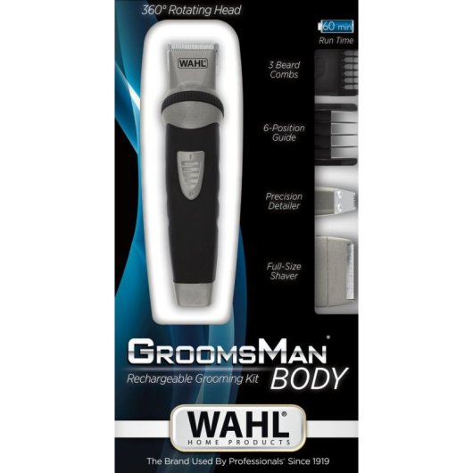 Aparador Corporal Wahl GroomsMan Body Recarregável 60min 9 Ajustes Lâminas Autoafiáveis