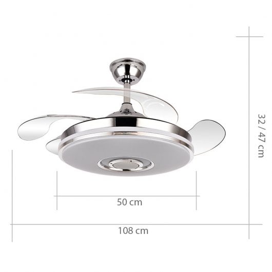 Fabrilamp Noto Ventilatore da soffitto con luce e telecomando 32W