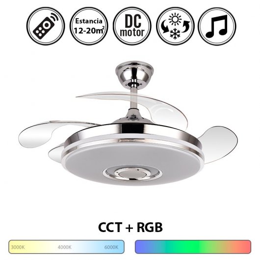 Fabrilamp Noto Ventilatore da soffitto con luce e telecomando 32W
