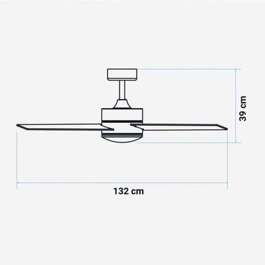Ventoinha de Teto com Luz Universal Blue Bora 55W 132cm Motor DC Silenciosa Comando
