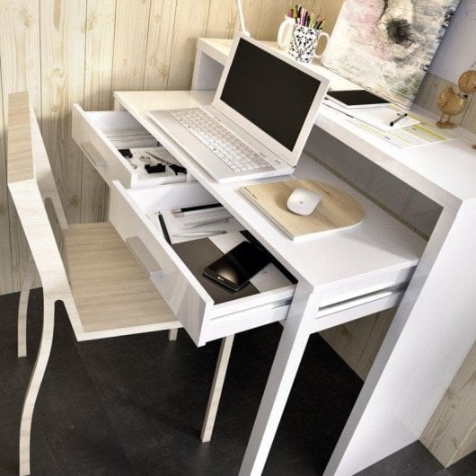 Mesa de escritorio Dekit Seven extensible 88x99x37 cm blanco brillo
