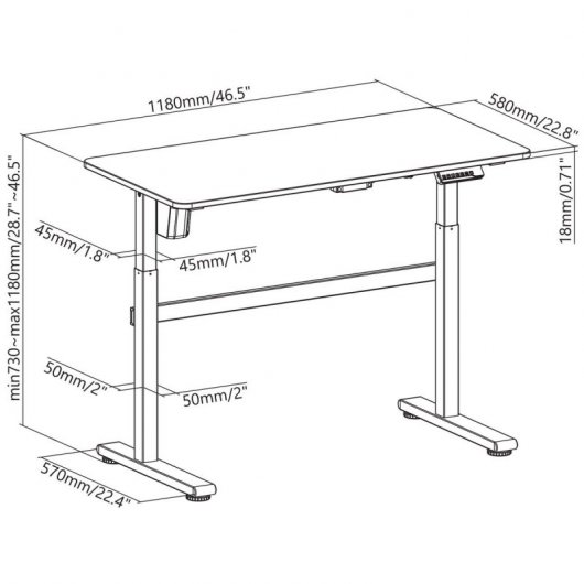 Kimex Escritorio Motorizado Ergonómico 118x58cm Blanco