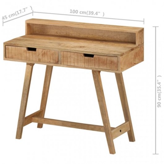 VidaXL Escritorio de Madera Rugosa y Mango 100x45x90cm