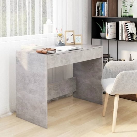 VidaXL Bureau en aggloméré 101x50x76,5 cm Gris béton