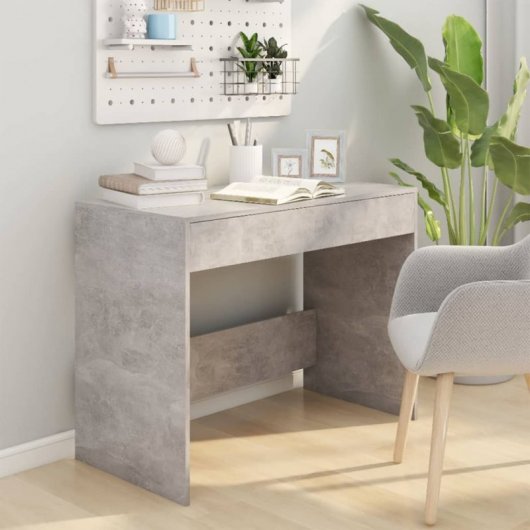 VidaXL Bureau en aggloméré 101x50x76,5 cm Gris béton