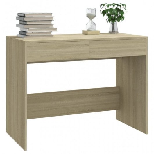 VidaXL Bureau en aggloméré 101x50x76,5 cm Chêne