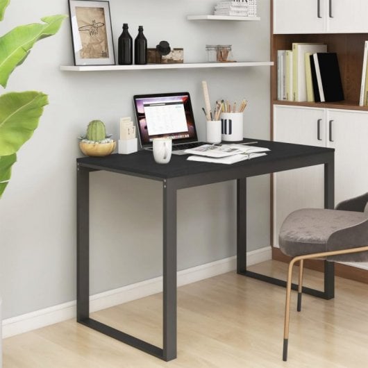 VidaXL Bureau d'ordinateur en aggloméré 110x60x73cm Noir