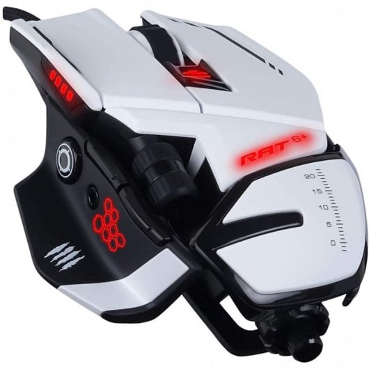 Mad Catz R.A.T. 6+ Souris de jeu 12 000 DPI RVB Blanc