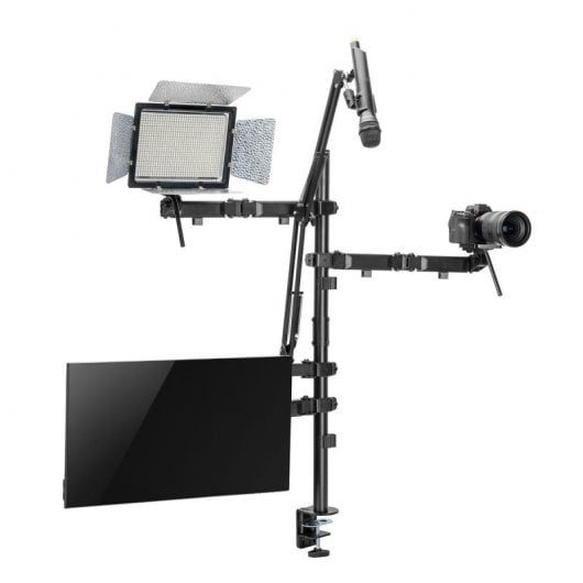Kimex Streaming Soporte de Mesa para Monitor Luz Cámara y Micrófono de 17" a 32"