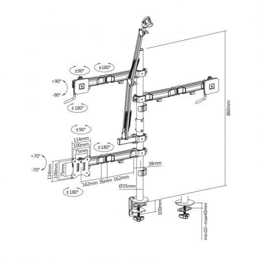 Kimex Streaming Soporte de Mesa para Monitor Luz Cámara y Micrófono de 17" a 32"