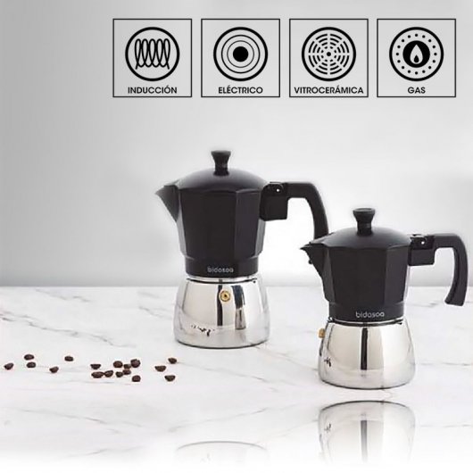 Bidasoa Tribeca Cafetera Italiana Aluminio Fundido Base Acero 9 Tazas