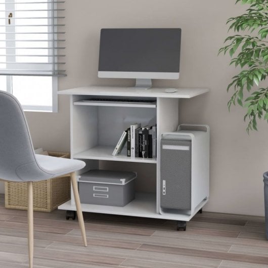 VidaXL Table d'ordinateur en aggloméré 80x50x75cm Blanc