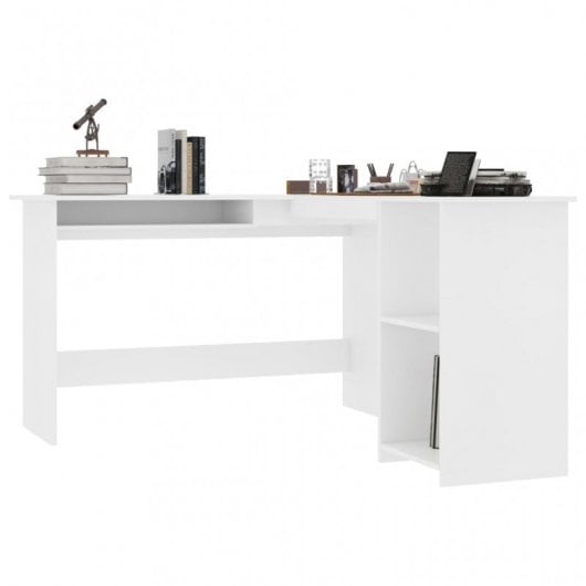 vidaXL Escritorio forma de L madera contrachapada blanco 120x140x75 cm