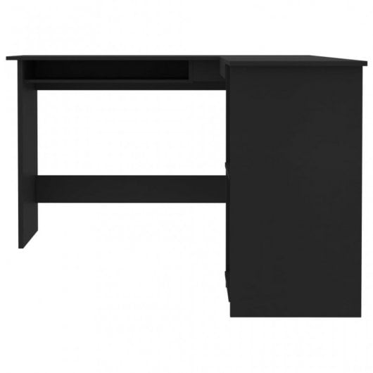 vidaXL Escritorio forma de L madera contrachapada negro 120x140x75 cm