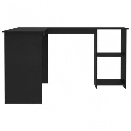 vidaXL Escritorio forma de L madera contrachapada negro 120x140x75 cm