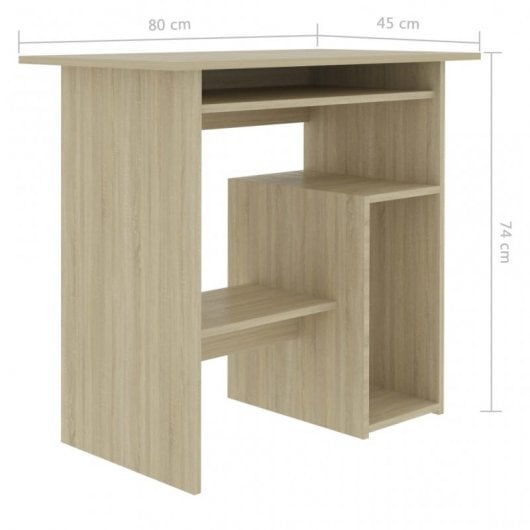 mesa de aglomerado de carvalho vidaXL Sonoma 80x45x74cm