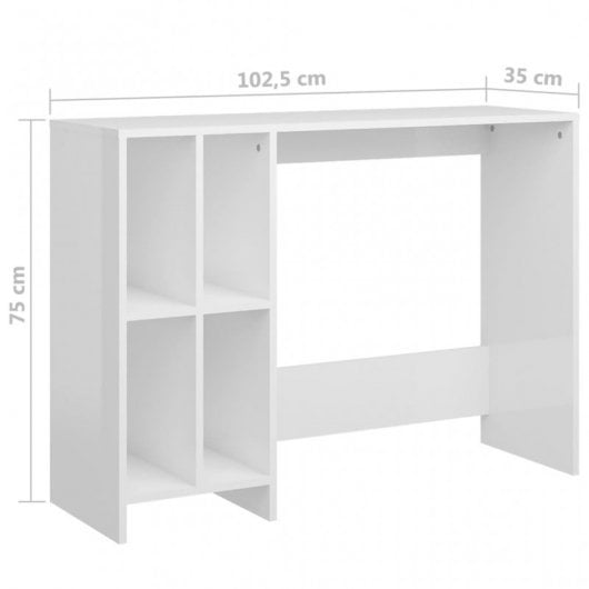 VidaXL Bureau pour ordinateur portable Aggloméré 102,5x35x75cm Blanc brillant