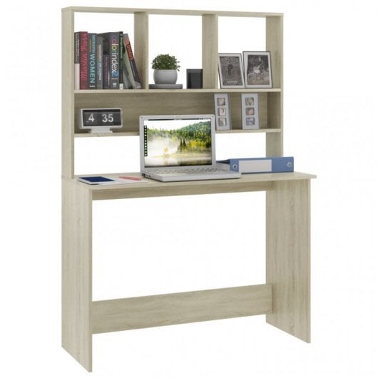 VidaXL Sonoma Escritorio con Estantes Aglomerado 110x45x157cm Roble