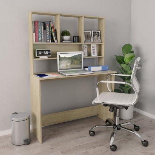 VidaXL Sonoma Escritorio con Estantes Aglomerado 110x45x157cm Roble