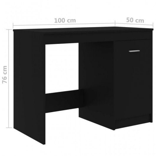 VidaXL Bureau en aggloméré 100x50x76cm Noir
