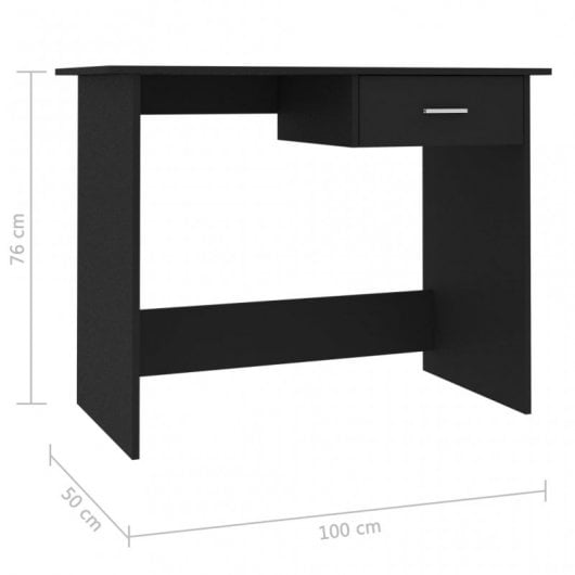 vidaXL Escritorio de aglomerado negro 100x50x76 cm