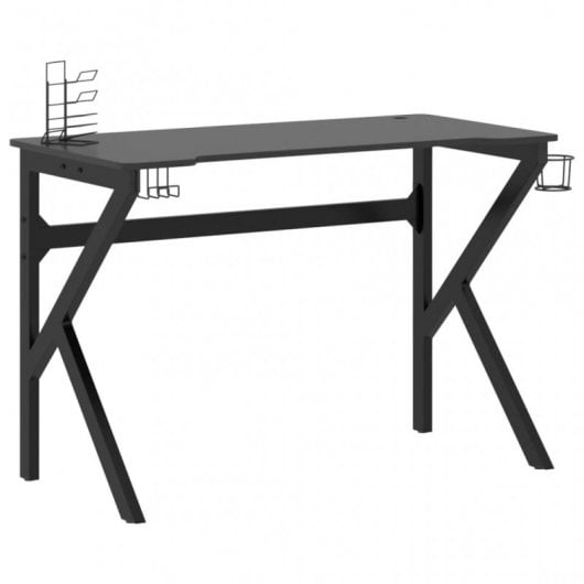 VidaXL Bureau de jeu avec pieds en forme de K 110x60x75cm Noir