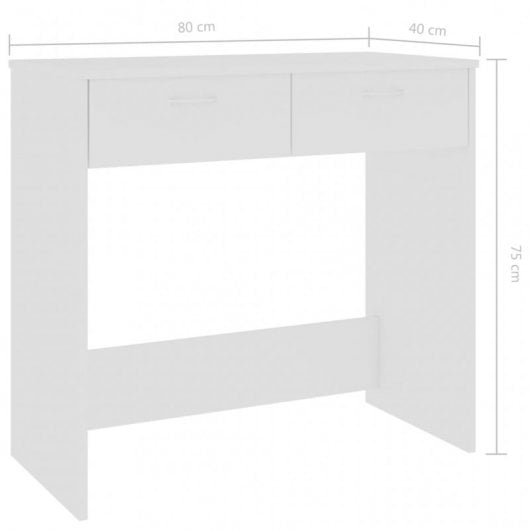 VidaXL Bureau en aggloméré 80x40x75cm Blanc