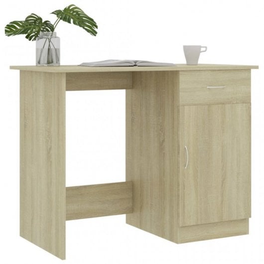VidaXL Bureau en aggloméré 100x50x76 cm Chêne/Marron