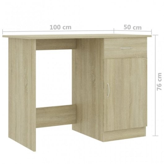 VidaXL Bureau en aggloméré 100x50x76 cm Chêne/Marron