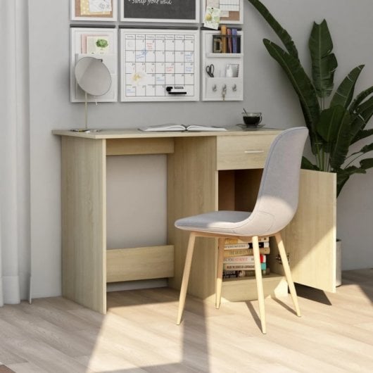 VidaXL Bureau en aggloméré 100x50x76 cm Chêne/Marron