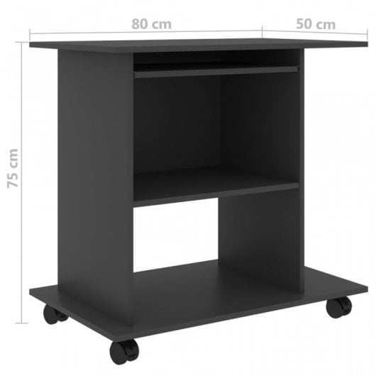 VidaXL Mesa de Ordenador Aglomerado 80x50x75cm Gris