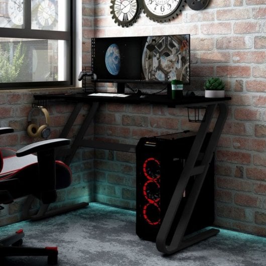 VidaXL Bureau de jeu avec pieds en Z 90x60x75cm Noir