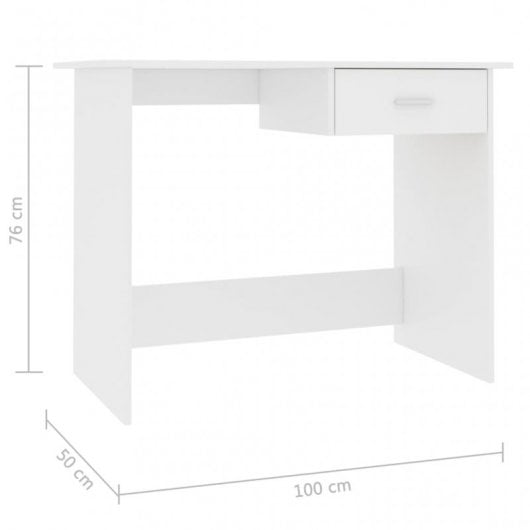 VidaXL Escritorio de Oficina Aglomerado 100x50x76cm Blanco