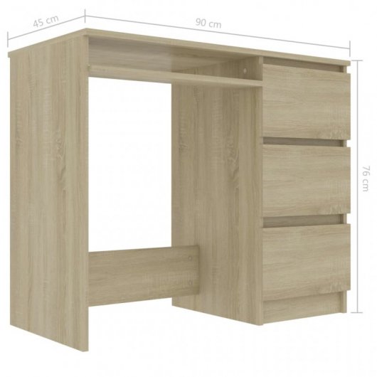 VidaXL Bureau en aggloméré 90x45x76 cm Chêne/Sonoma