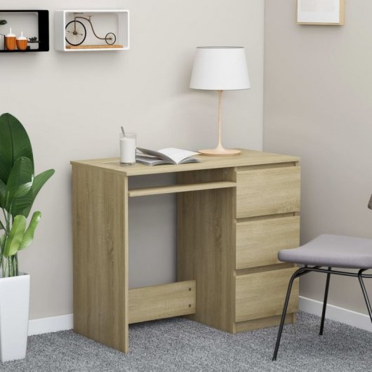 VidaXL Bureau en aggloméré 90x45x76 cm Chêne/Sonoma