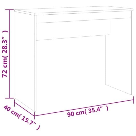 vidaXL Escritorio de madera contrachapada color roble 90x40x72 cm